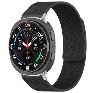 For Samsung Galaxy Watch Ultra/Ultra 2025 xDfind Litchi Texture Magnetic Silicone Watch Band(Black)