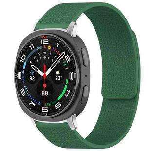 For Samsung Galaxy Watch Ultra/Ultra 2025 xDfind Litchi Texture Magnetic Silicone Watch Band(Dark Green)