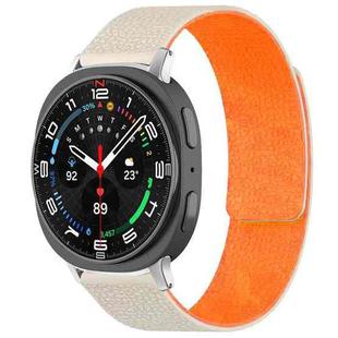 For Samsung Galaxy Watch Ultra/Ultra 2025 xDfind Litchi Texture Magnetic Silicone Watch Band(Starlight Orange)