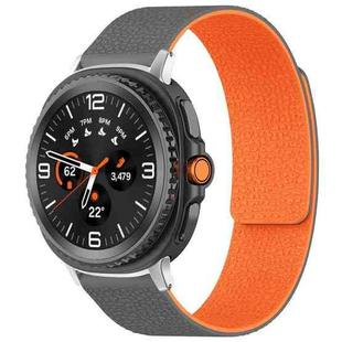 For Samsung Galaxy Watch8 / 8 Classic xDfind Litchi Texture Magnetic Silicone Watch Band(Grey Orange)