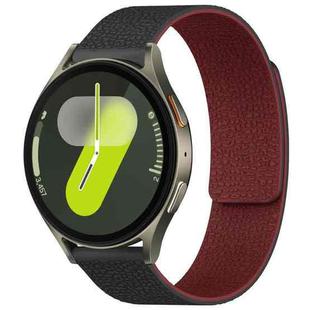 For Samsung Galaxy Watch 7 / 6 / 5 / FE xDfind Litchi Texture Magnetic Silicone Watch Band(Black Red)