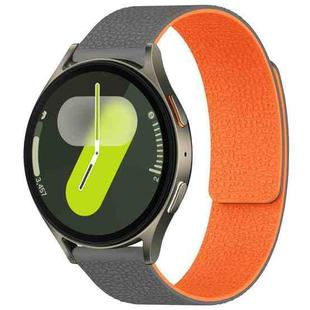 For Samsung Galaxy Watch 7 / 6 / 5 / FE xDfind Litchi Texture Magnetic Silicone Watch Band(Grey Orange)