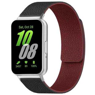 For Samsung Galaxy Fit3 SM-R390 xDfind Litchi Texture Magnetic Silicone Watch Band(Black Red)