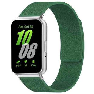 For Samsung Galaxy Fit3 SM-R390 xDfind Litchi Texture Magnetic Silicone Watch Band(Dark Green)