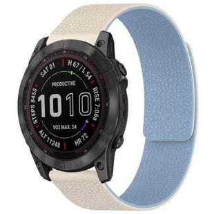 For Garmin Fenix 8/7X/6X/5X 26mm xDfind Litchi Texture Magnetic Silicone Watch Band(White Blue)