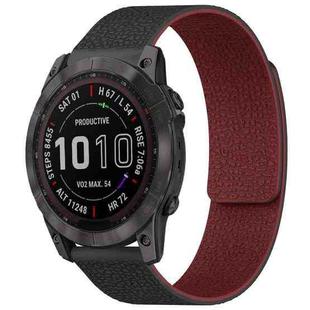 For Garmin Fenix 8/7X/6X/5X 26mm xDfind Litchi Texture Magnetic Silicone Watch Band(Black Red)