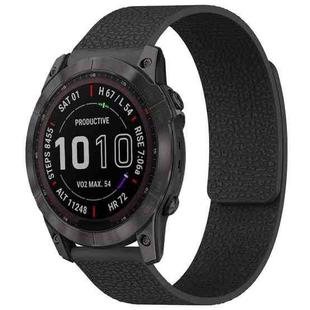 For Garmin Fenix 8/7X/6X/5X 26mm xDfind Litchi Texture Magnetic Silicone Watch Band(Black)