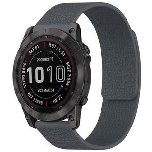 For Garmin Fenix 8/7X/6X/5X 26mm xDfind Litchi Texture Magnetic Silicone Watch Band(Grey)