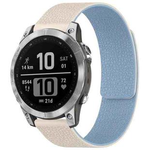 For Garmin Fenix 8/7/6/5 22mm xDfind Litchi Texture Magnetic Silicone Watch Band(White Blue)