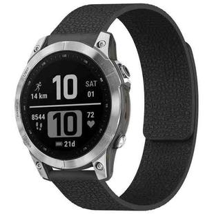 For Garmin Fenix 8/7/6/5 22mm xDfind Litchi Texture Magnetic Silicone Watch Band(Black)