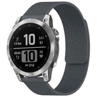 For Garmin Fenix 8/7/6/5 22mm xDfind Litchi Texture Magnetic Silicone Watch Band(Grey)