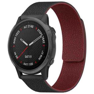 For Garmin Fenix 8/7S/6S/5S 20mm xDfind Litchi Texture Magnetic Silicone Watch Band(Black Red)