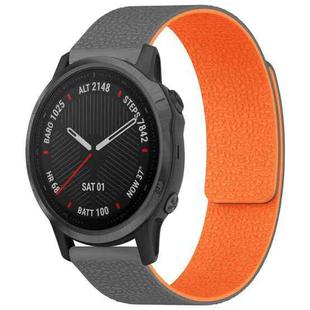 For Garmin Fenix 8/7S/6S/5S 20mm xDfind Litchi Texture Magnetic Silicone Watch Band(Grey Orange)