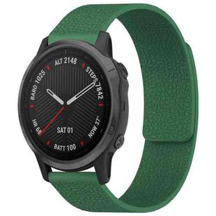 For Garmin Fenix 8/7S/6S/5S 20mm xDfind Litchi Texture Magnetic Silicone Watch Band(Dark Green)