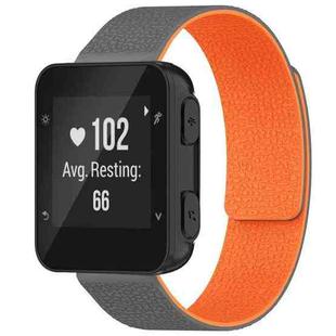 For Garmin Forerunner 35/30/35J 20mm xDfind Litchi Texture Magnetic Silicone Watch Band(Grey Orange)