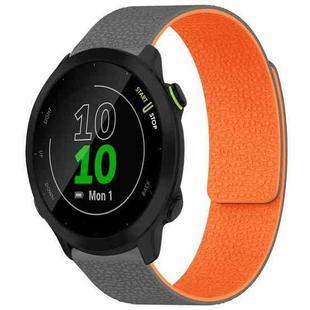 For Garmin Forerunner 45 / 45S / Swim 2 18mm xDfind Litchi Texture Magnetic Silicone Watch Band(Grey Orange)