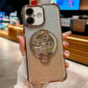For iPhone 16 Plus Gradient Glitter Spinning Top Holder Phone Case(Desert Gold)