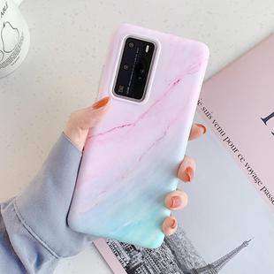 For Huawei P40 Frosted Marble Pattern Soft TPU Protective Case(Pink Green)