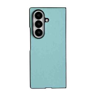 For Samsung Galaxy Z Fold7 5G Morandi Solid Color Leather Texture Phone Case(Blue Green)
