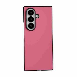 For Samsung Galaxy Z Fold7 5G Morandi Solid Color Leather Texture Phone Case(Light Red)