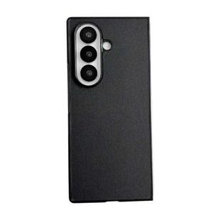 For Samsung Galaxy Z Fold7 5G Morandi Solid Color Leather Texture Phone Case(Black)
