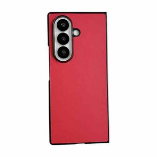 For Samsung Galaxy Z Fold7 5G Morandi Solid Color Leather Texture Phone Case(Red)