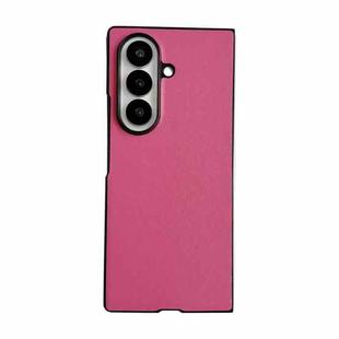 For Samsung Galaxy Z Fold7 5G Morandi Solid Color Leather Texture Phone Case(Rose Red)
