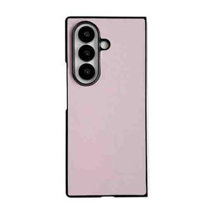For Samsung Galaxy Z Fold7 5G Morandi Solid Color Leather Texture Phone Case(Pink)