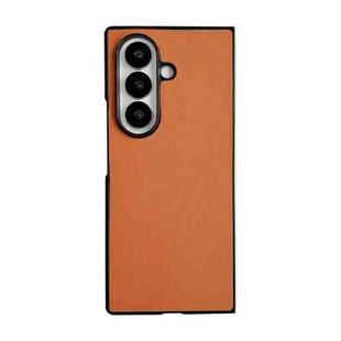 For Samsung Galaxy Z Fold7 5G Morandi Solid Color Leather Texture Phone Case(Orange)