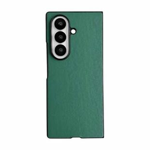 For Samsung Galaxy Z Fold7 5G Morandi Solid Color Leather Texture Phone Case(Green)