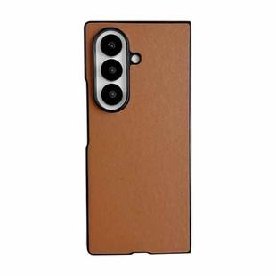 For Samsung Galaxy Z Fold7 5G Morandi Solid Color Leather Texture Phone Case(Brown)