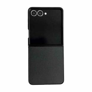 For Samsung Galaxy Z Flip7 5G Morandi Solid Color Leather Texture Phone Case(Black)