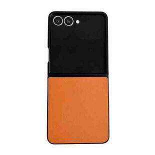 For Samsung Galaxy Z Flip7 5G Morandi Solid Color Leather Texture Phone Case(Orange)