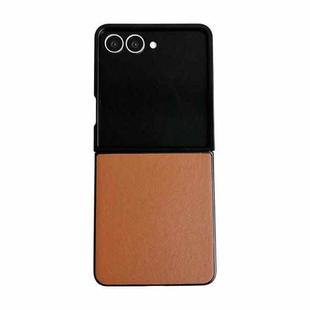 For Samsung Galaxy Z Flip7 5G Morandi Solid Color Leather Texture Phone Case(Brown)