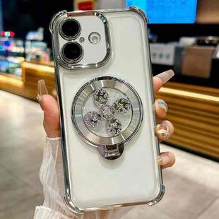 For iPhone 16 Plus Spinning Top Holder Phone Case(Silver)