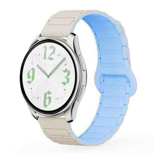 20mm xDfind Reverse Buckle Tri-beads Magnetic Silicone Watch Band(White Misty Blue)
