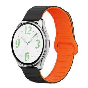 22mm xDfind Reverse Buckle Tri-beads Magnetic Silicone Watch Band(Black Orange)