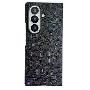 For Samsung Galaxy Z Fold7 5G Impression Camellia Pattern Protective Phone Case(Black)