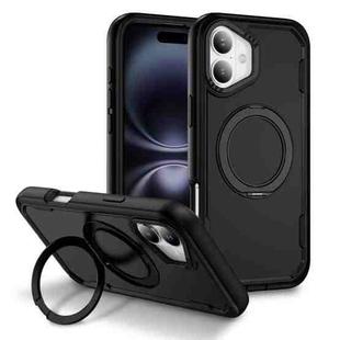 For iPhone 16 Defend Rugged Gear Holder MagSafe Phone Case(Black)