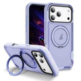 For iPhone 17 Pro Defend Rugged Gear Holder MagSafe Phone Case(Light Purple + Transparent Purple)