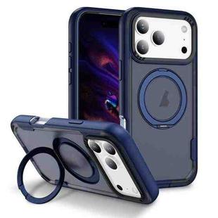 For iPhone 17 Pro Max Defend Rugged Gear Holder MagSafe Phone Case(Blue + Transparent Blue)
