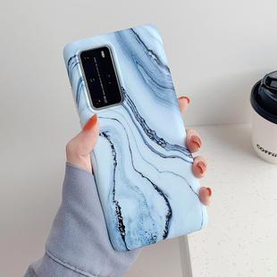 For Huawei P40 Frosted Marble Pattern Soft TPU Protective Case(Flow Color Blue)