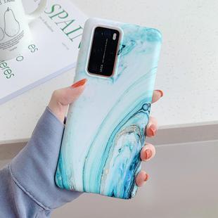 For Huawei P40 Frosted Marble Pattern Soft TPU Protective Case(Flow Color Green)