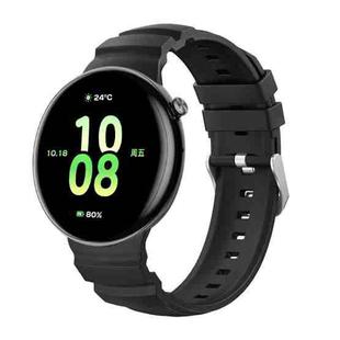 For Honor Watch Fit Ocean Two Color Dual-Row Hole Silver Buckle Silicone Watch Band(Black)