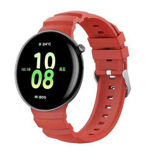 For Honor Watch Fit Ocean Two Color Dual-Row Hole Silver Buckle Silicone Watch Band(Red)