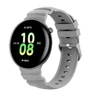 For Honor Watch Fit Ocean Two Color Dual-Row Hole Silver Buckle Silicone Watch Band(Grey)