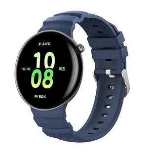 For Honor Watch Fit Ocean Two Color Dual-Row Hole Silver Buckle Silicone Watch Band(Dark Blue)