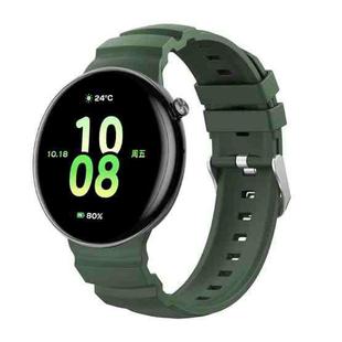 For Honor Watch Fit Ocean Two Color Dual-Row Hole Silver Buckle Silicone Watch Band(Green)