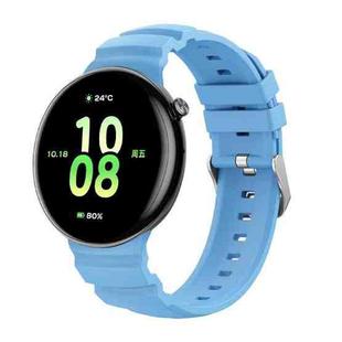 For Honor Watch Fit Ocean Two Color Dual-Row Hole Silver Buckle Silicone Watch Band(Cloud Blue)