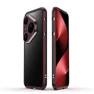 For Huawei Pura 80 Ultra 5G Aurora Series Lens Protector + Metal Frame Phone Case(Black Red)